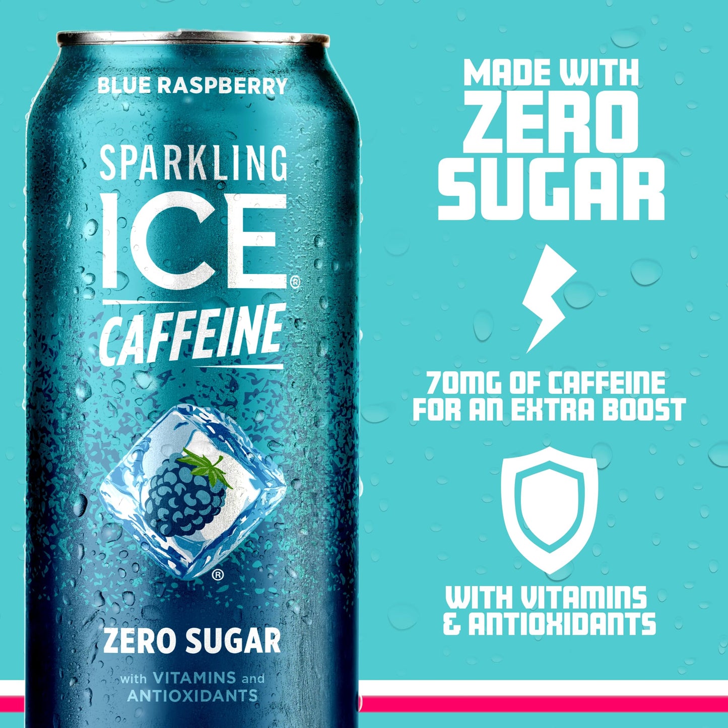 Sparkling ICE Blue Raspberry Sparkling Water, Zero Sugar, 16 Fl Oz (Pack of 12), with Antioxidants and Vitamins