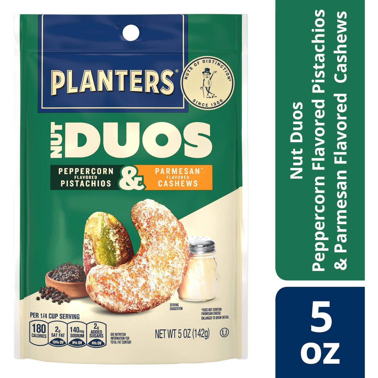 Planters Nut Duos Peppercorn Pistachio & Parmesan Cashews 5 Oz