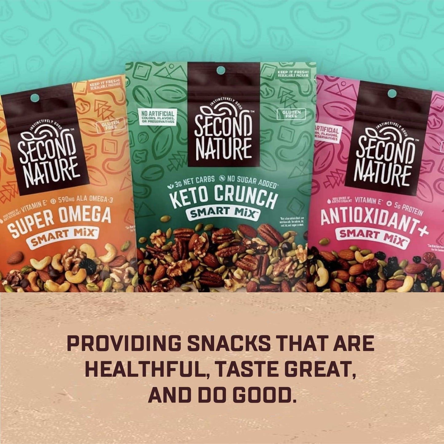 Second Nature Keto Crunch Smart Snack Mix, 10 Oz Individual Snack Packs (Pack Of 6) - Certified Keto Gluten Free Snack - No Suga