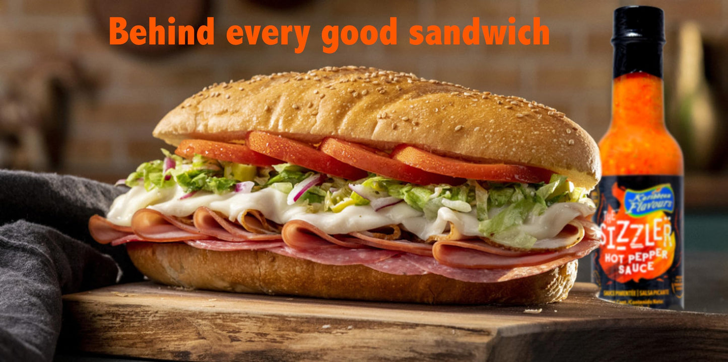 The Sizzler 359ml - Trinidad Scotch Bonnet Hot Pepper Sauce | Great Heat | Wonderful Flavour | For Sandwiches | Soups | Stews |