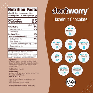 Don'T Worry Keto Friendly Meringue Cookies - Chocolate & Hazelnut Cookies, Only 4 Calories Per Piece!, Gluten Free Cookies, Low