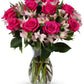 Benchmark Bouquets, Charming Roses & Alstroemeria, Glass Vase Included, Gift Fresh Flowers for Birthday, Anniversary, Get Well, 