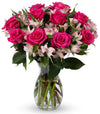 Benchmark Bouquets, Charming Roses & Alstroemeria, Glass Vase Included, Gift Fresh Flowers for Birthday, Anniversary, Get Well, 