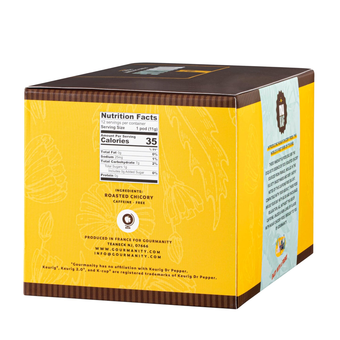 Gourmanity nuKAF Chicory Coffee K Cups, 100% Caffeine Free, 36 Pods, All Natural, Kosher, Compatible with Keurig