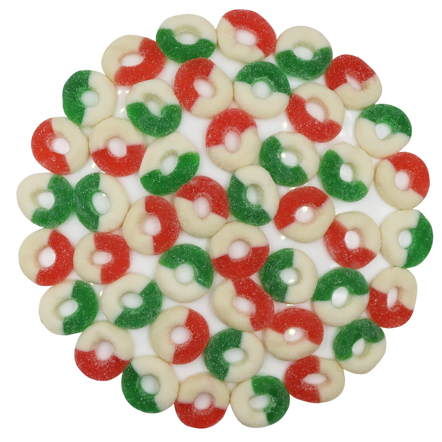 Firstchoicecandy Gummi Rings (Christmas Mix, Red Green White, 2 Pound)