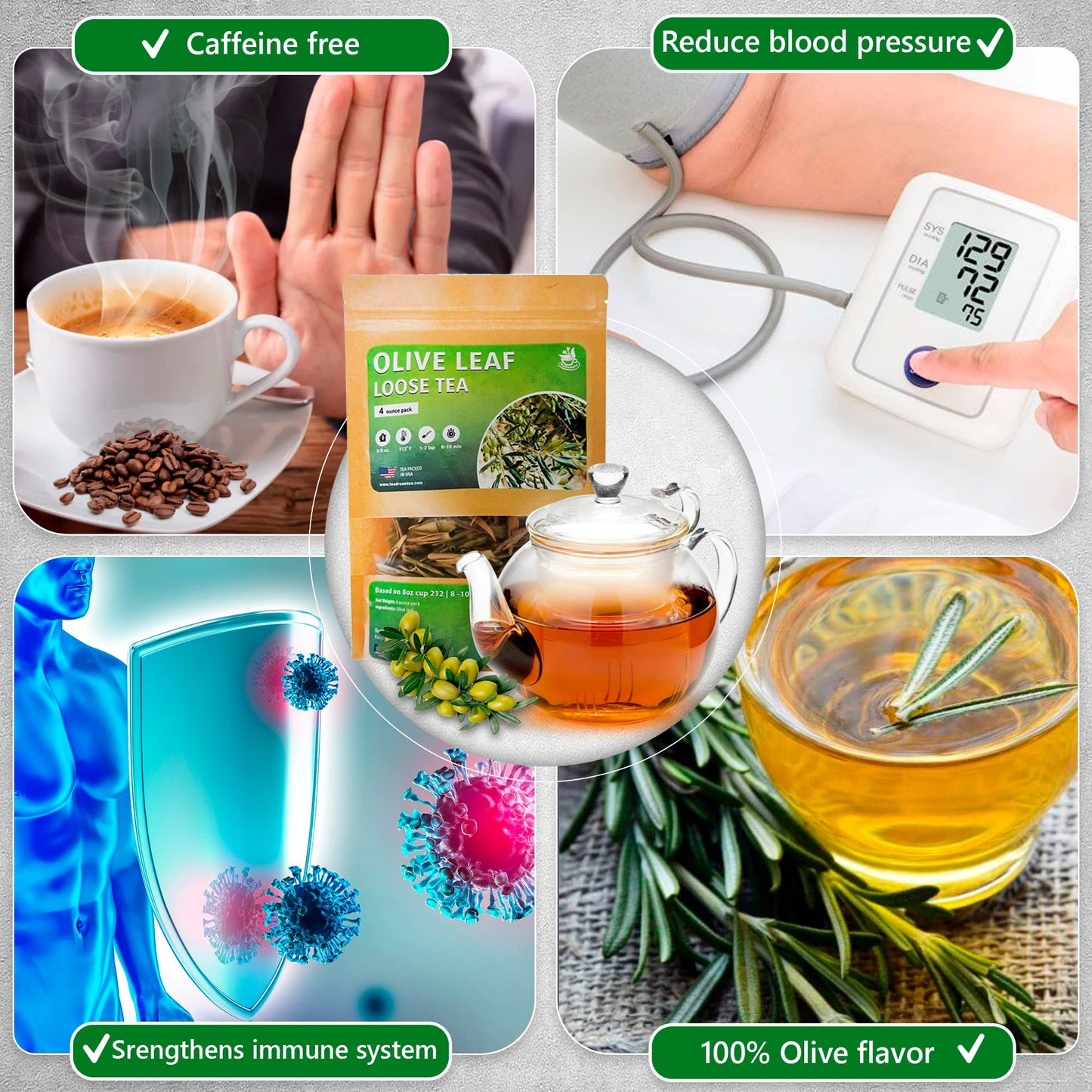 TeaDreamTea Olive Leaf Loose Tea, Premium Herbal Tea, Caffeine-Free, 4oz Size