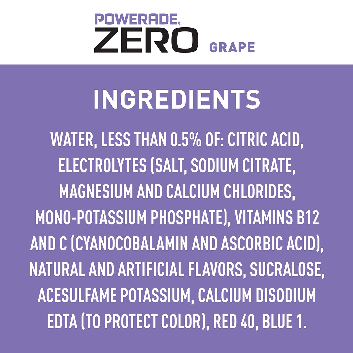 POWERADE ZERO Grape, 20 fl oz, 8 Pack