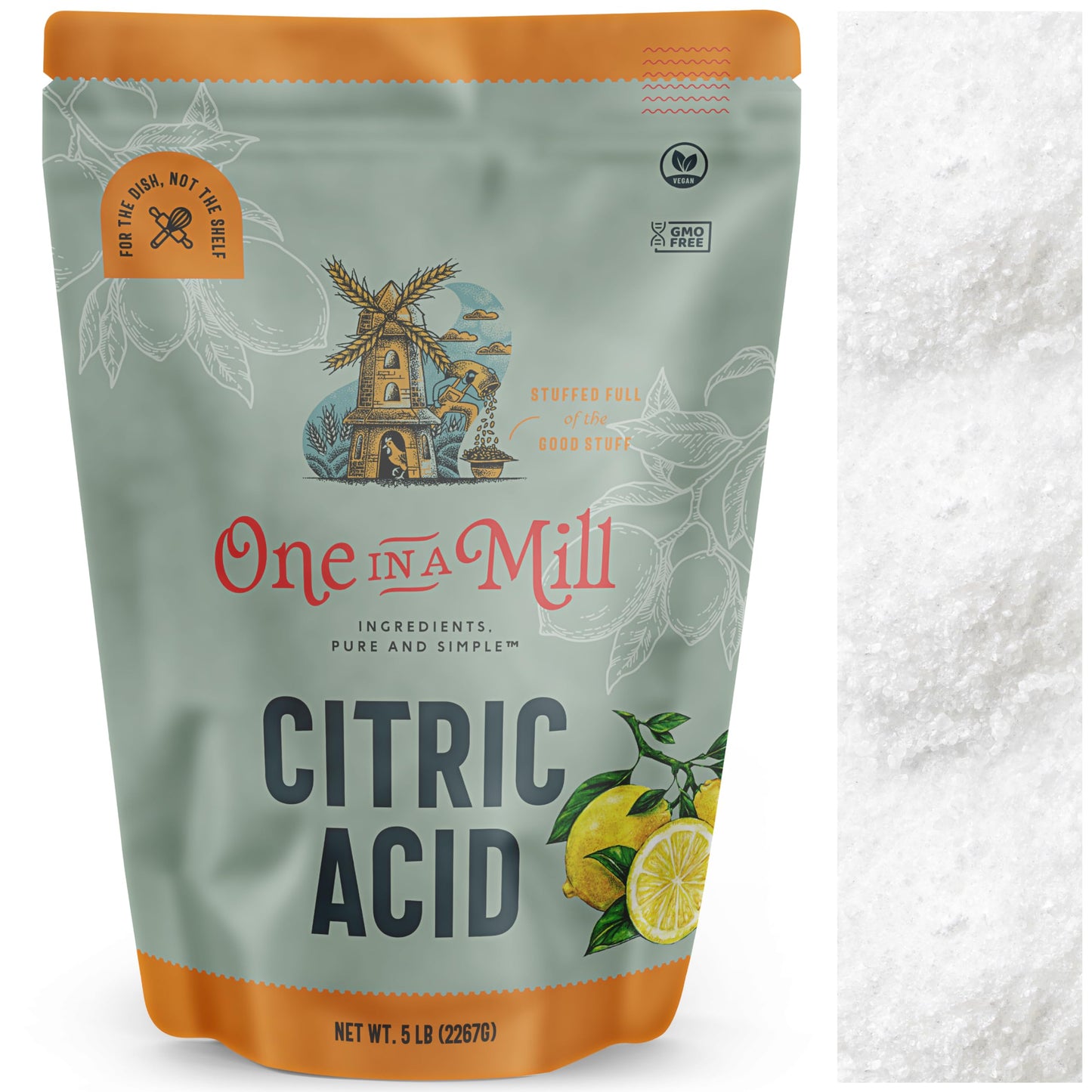 ONE IN A MILL Citric Acid Food Grade Flavor Enhancer - 5LB for Cooking, Baking, Canning, DIY Skincare, and Cleaning