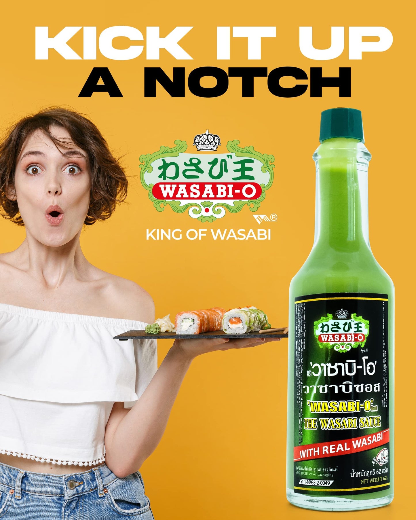 Wasabi O Hot & Spicy Sauce - Fresh Made Japanese Sauce With Pure & Real Wasabi, Gluten Free & Vegan Wasabi Sauce For Steak & Sus