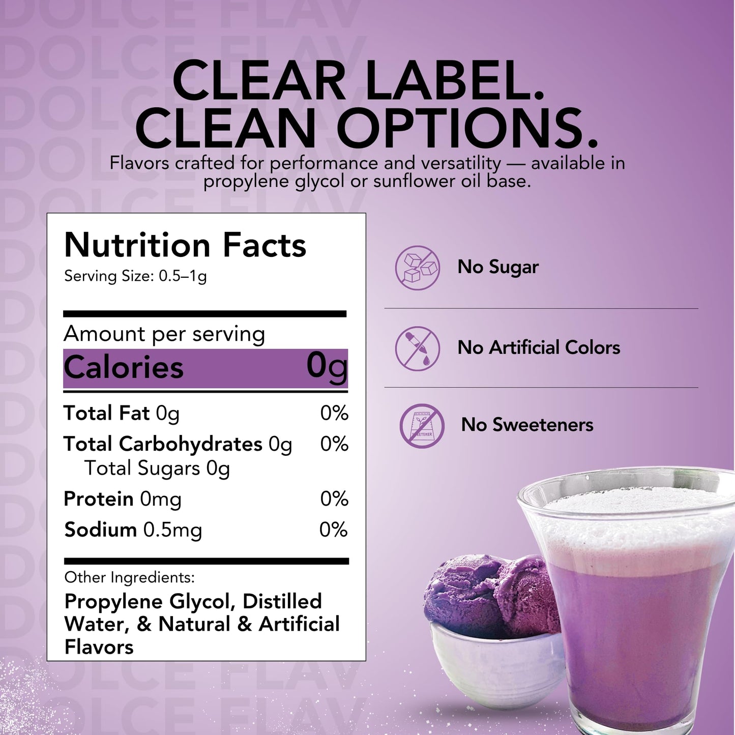 Dolce Flav Ube Extract - Water-Soluble Purple Yam Flavoring, 2 Oz, Clear, Ideal for Ice Cream, Cookies, Boba, Coffee & Pastries
