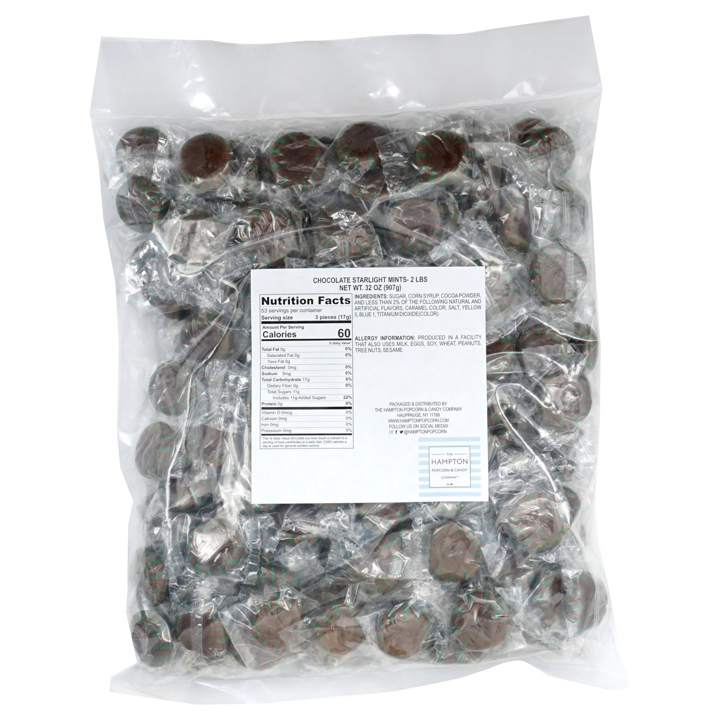 Chocolate Starlight Mints Candy, 2 Pound Bulk Candy (Approx. 150 Pcs.), Individually Wrapped Choco Starlights