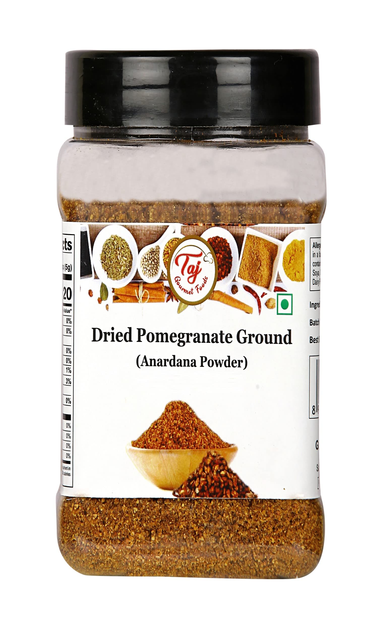 Taj Premium Indian Anardana Whole, Dried Pomegrante Seeds, 100G