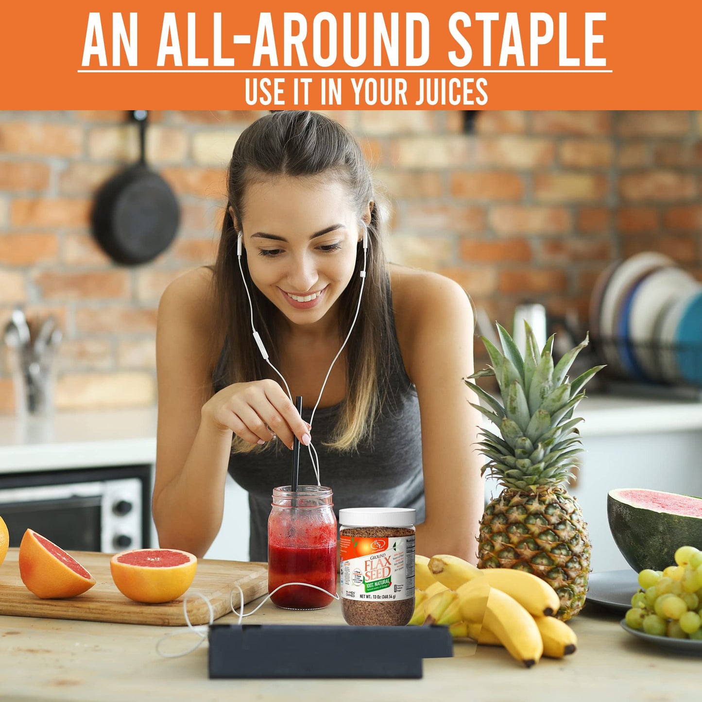 BSL BSWEETBNATURAL Organic Ground Flax Seed - Vegan, Keto-Friendly, 7 Ounce