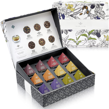 Teabloom Organic Black Forest Pyramid Tea Presentation Box, 12 Assorted Black Tea Blends, Usda Certified Organic Whole-Leaf Pyramid Tea Sachets