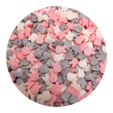 NCS Pearlized PInk, White, Silver Easter Bunny Edible Sprinkles, 8 ounces - Great for Cupcakes, Cookies, Cakes, Donuts, Cakes Po