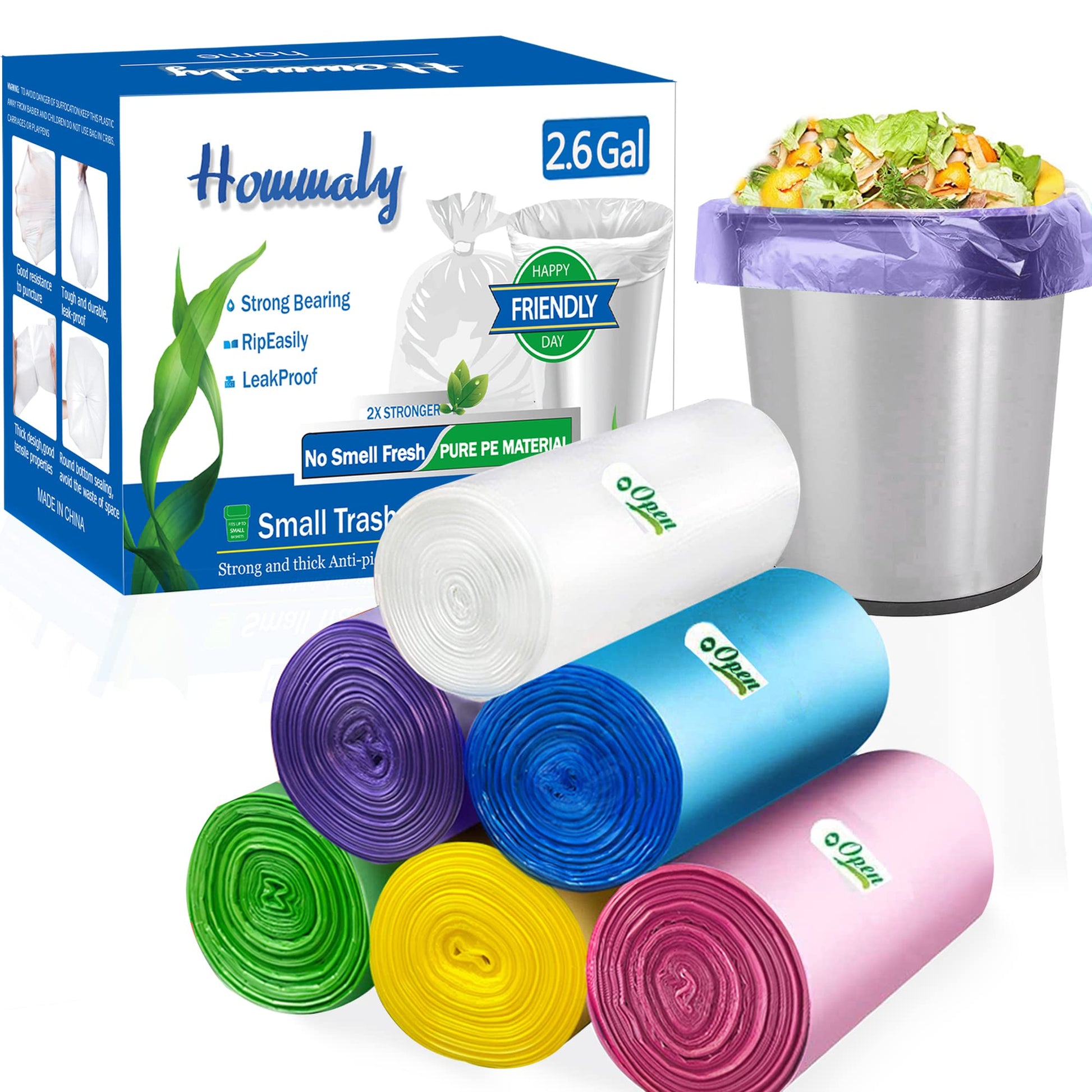 2.6 Gallon Small Garbage Bags,Trash Bag Bin Liners, 15-Liters Bin Bags Wastebasket Bags For Home Office Kitchen Trash Can,Bathro