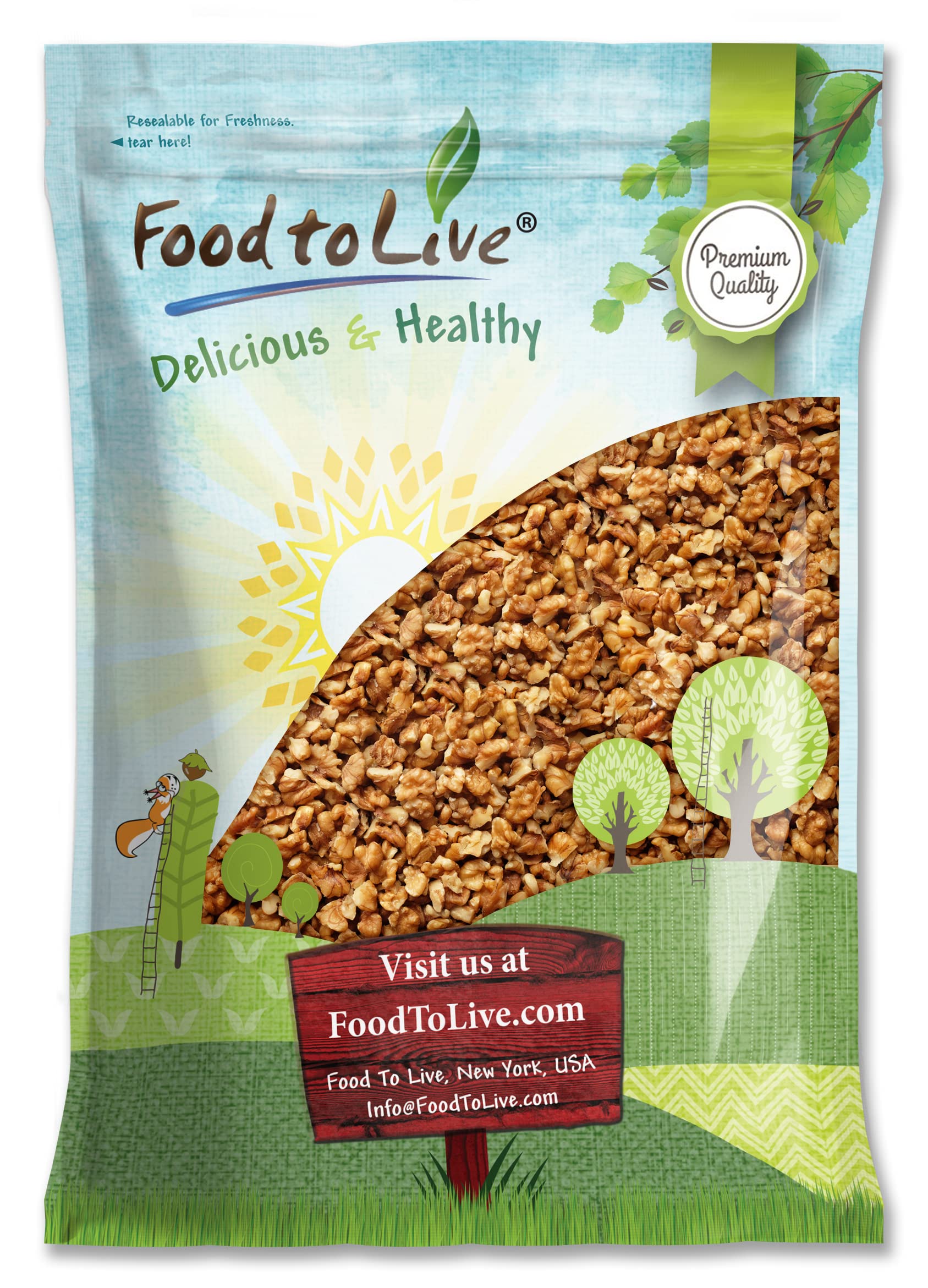 Food to Live California Walnut Pieces, 7 Pounds - Chopped Nuts, Shelled, Raw, Unsalted, Vegan, Bulk. Keto Snack. Good Source of 