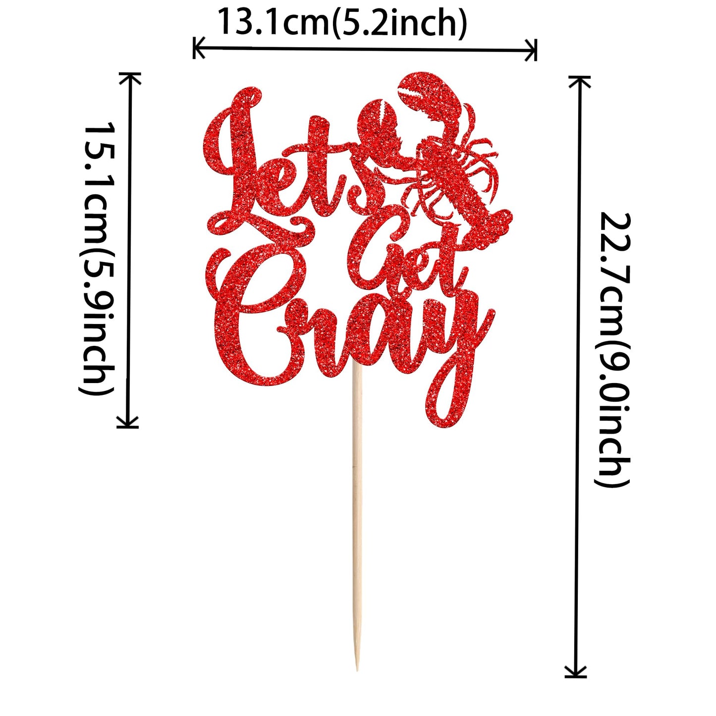 ZHUOWEISM Crawfish Cake Topper Red Glitter Party Decoration Paper Design 3