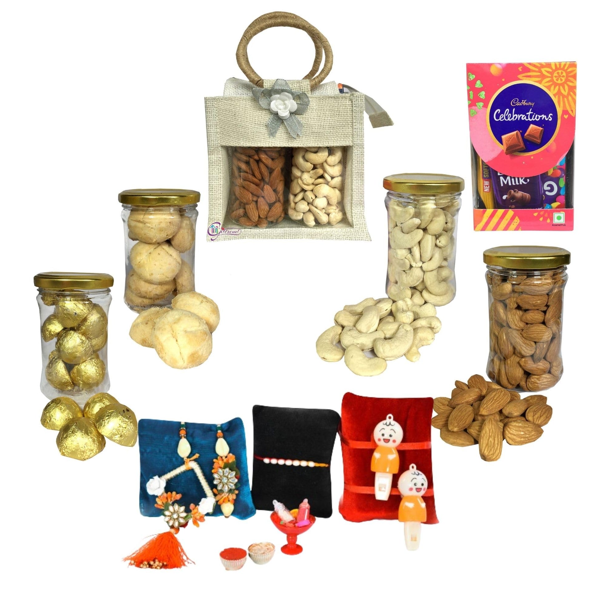 Giftrend Bundle With Rakhi Gift For Brother And Bhabhi | Rakhi Gift Hamper With Chocolates And Dry Fruits | Celebrate Raksha Ban
