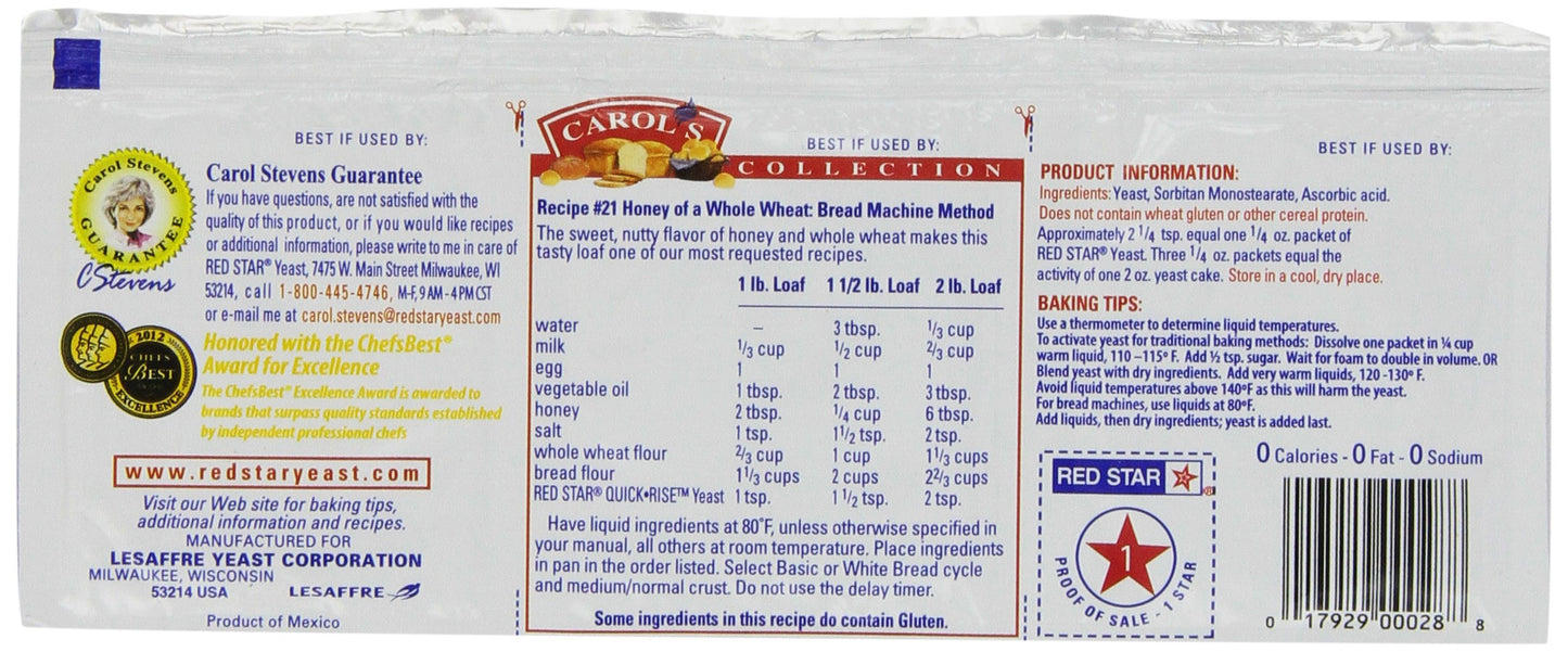 Red Star Quick Rise Yeast, 3/4-Ounce (Pack Of 9)
