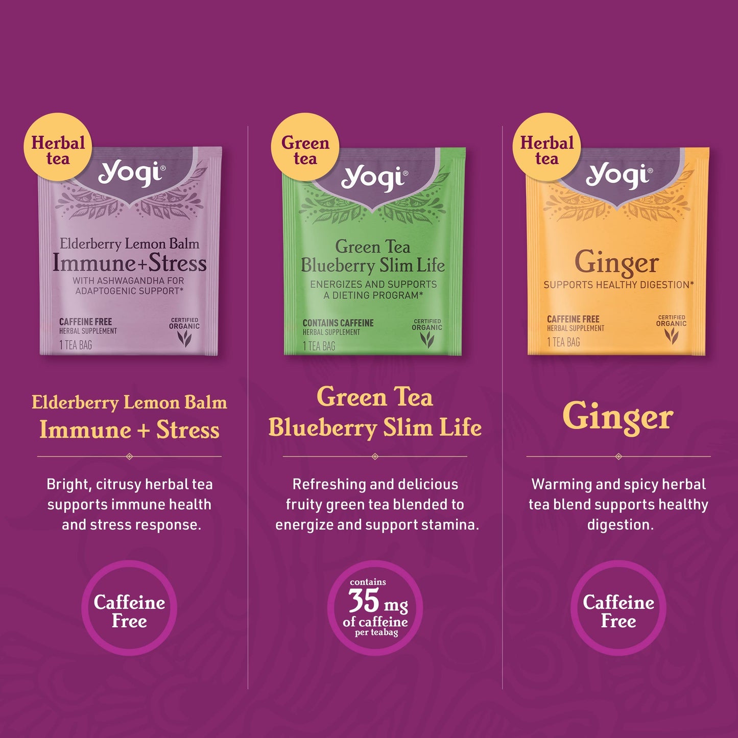 Favorites Yogi Tea Organic Sampler Gift Box - Assorted Delicious Wellness Teas - 9 Herbal, Green & Black Teas - Tea Gift Set & V