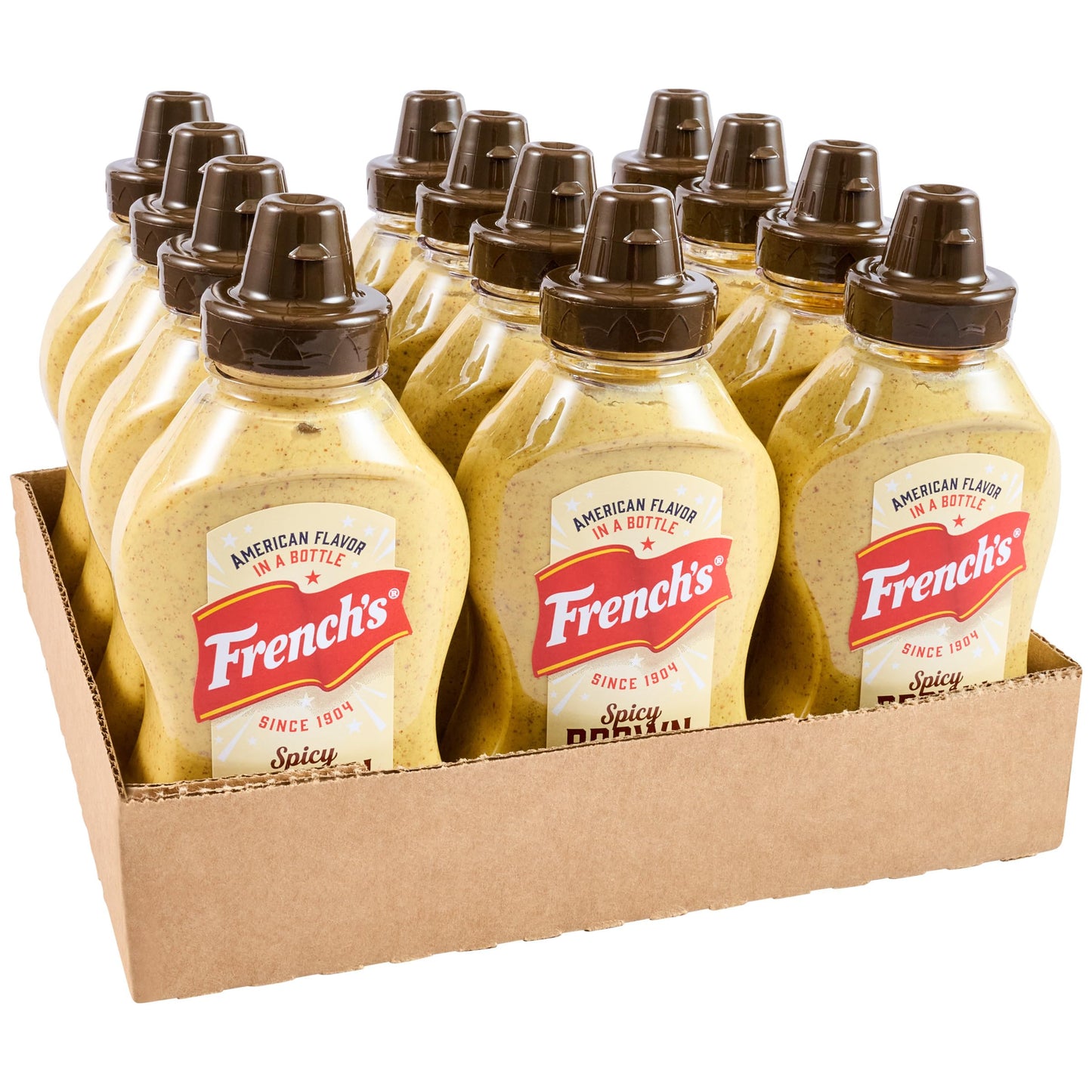 Frenchs Spicy Brown Mustard, 12 oz (Pack of 12)