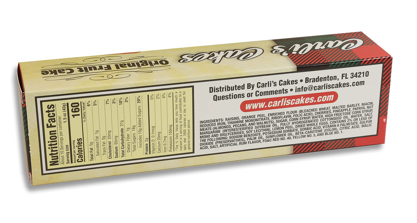 Carlis Cakes Fruitcake - Finest Fruits and Nuts - Individually Wrapped - 3-Pack of 16 Ounce Cakes
