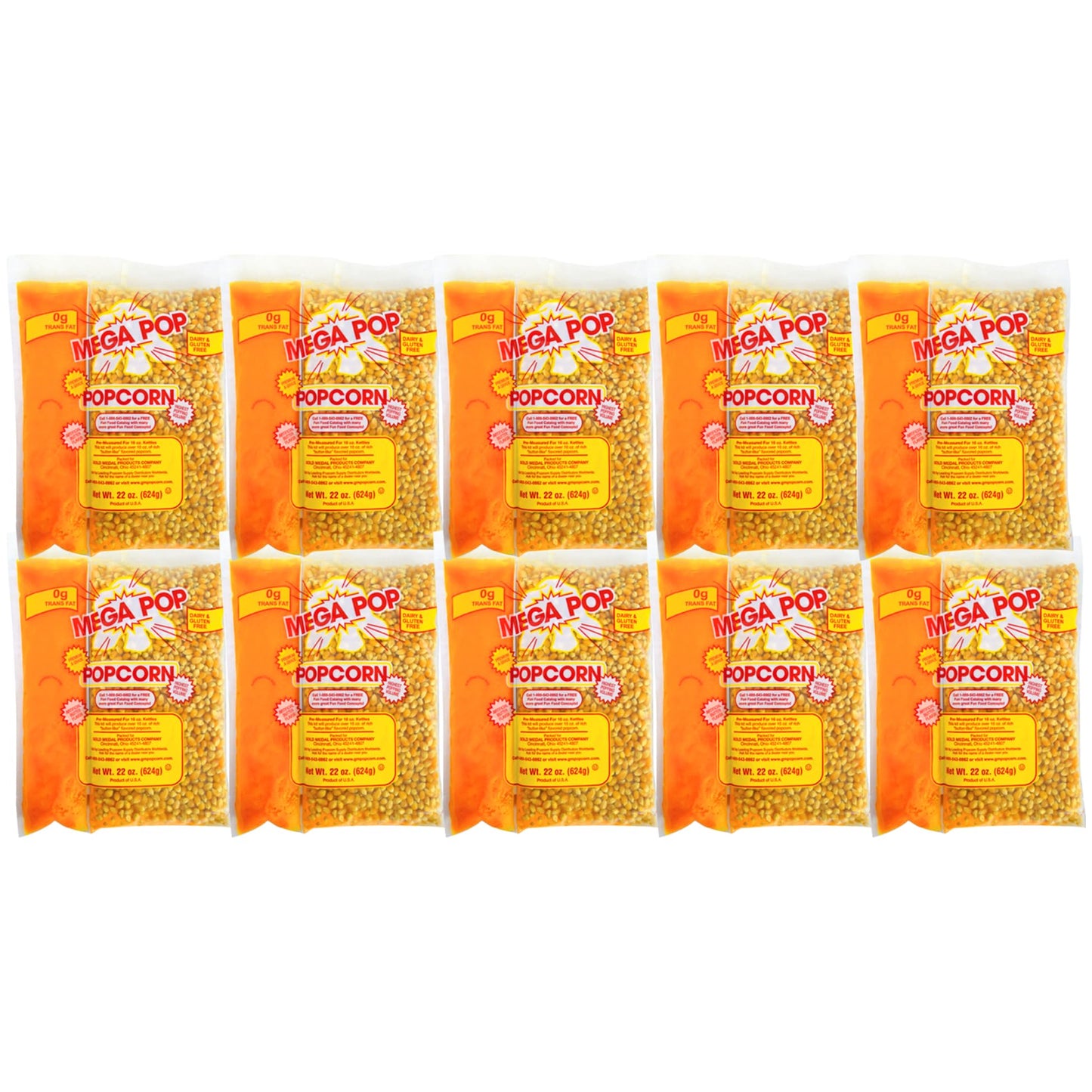 Generic Mega-pop Popcorn Kit - 22 Oz. - 10 Pack - Perfect for Movie Nights
