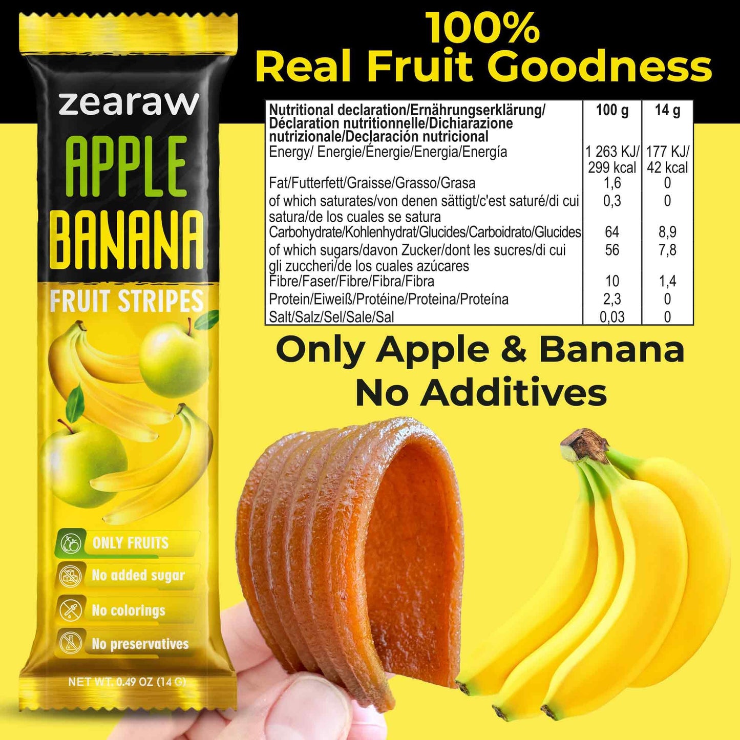 Zearaw Healthy Fruit Snacks For Adults And Kids - 30 Organic Fruit Leather With Dried Cherry, Blueberry, Banana - Vegan Low-Carb