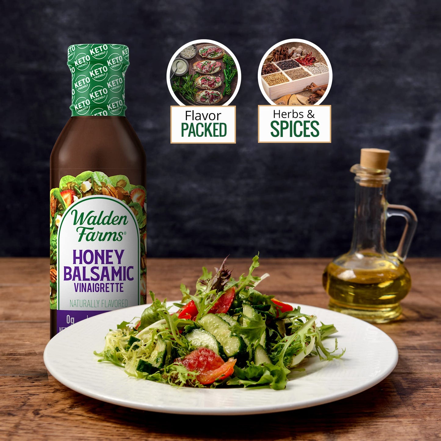 Walden Farms Calorie Free Dressing Honey Balsamic Vinaigrette - 12 Fl Oz - 2 Pc