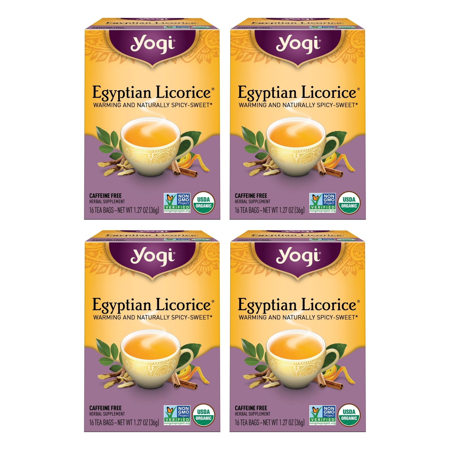 Yogi Egyptian Licorice Tea - Organic Tea Bags with Licorice Root & Spices - 64 Count (4 Packs)