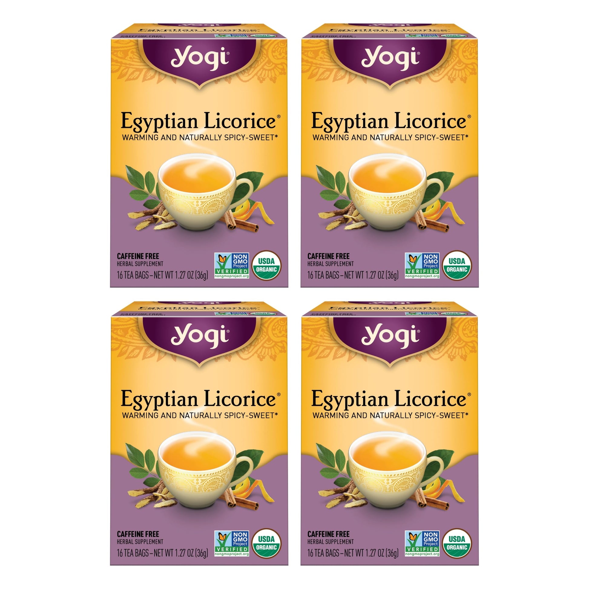 Yogi Egyptian Licorice Tea - Organic Tea Bags with Licorice Root & Spices - 64 Count (4 Packs)
