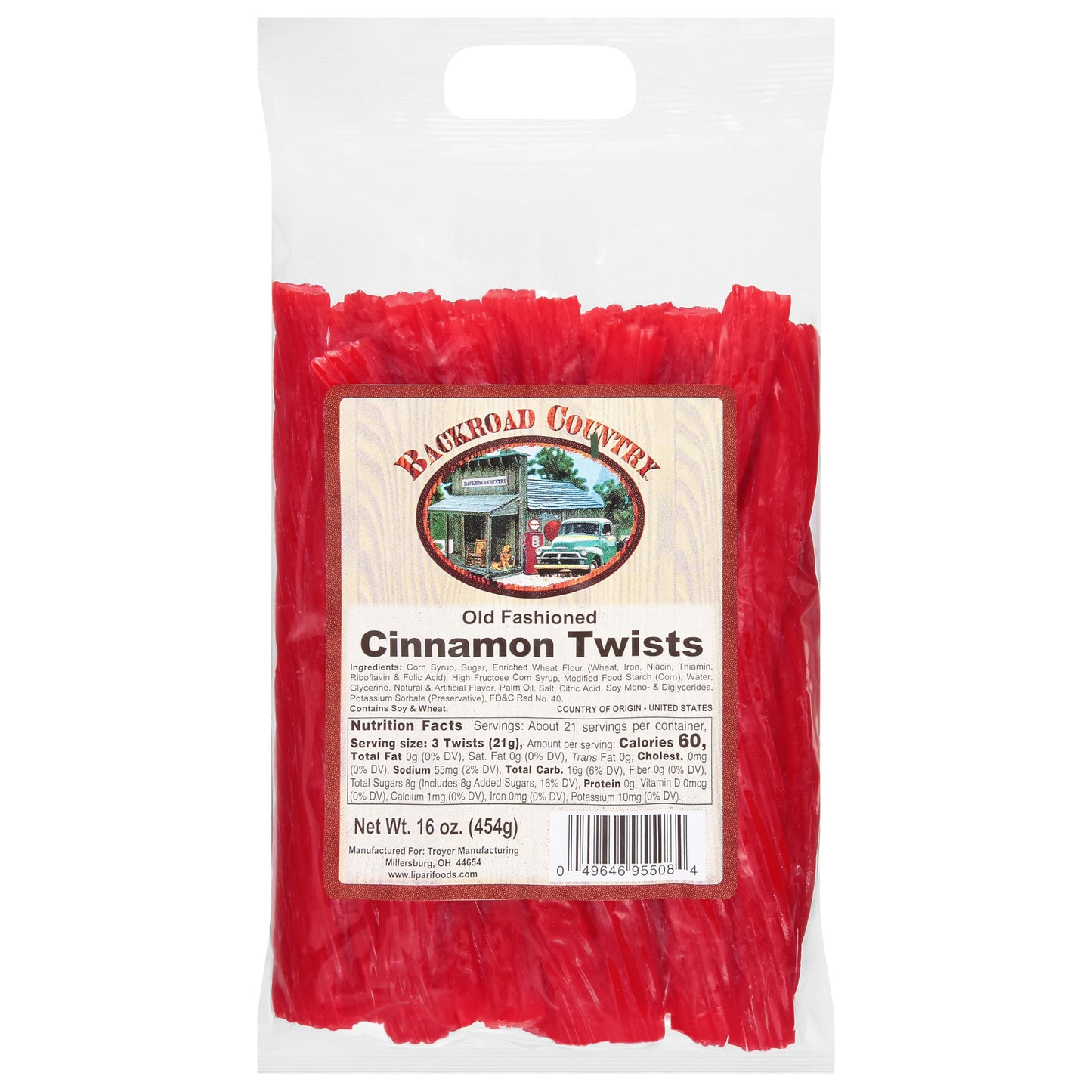 Backroad Country Old Fashioned Cinnamon Twists - Licorice Candy - Made In The Usa - 16 Oz (Pack Of 1)