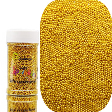 SE Si&Moos Gold Sprinkles Gold Nonpareils Edible Pearls for Cake Decorating Small Pearl Sprinkles Halloween Cake Decorations Chr