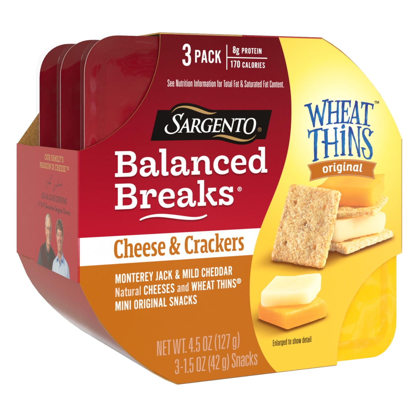 Sargento Balanced Breaks Cheese & Crackers, Natural Monterey Jack & Mild Cheddar Cheese and WHEAT THINS Mini Original Snacks Sna