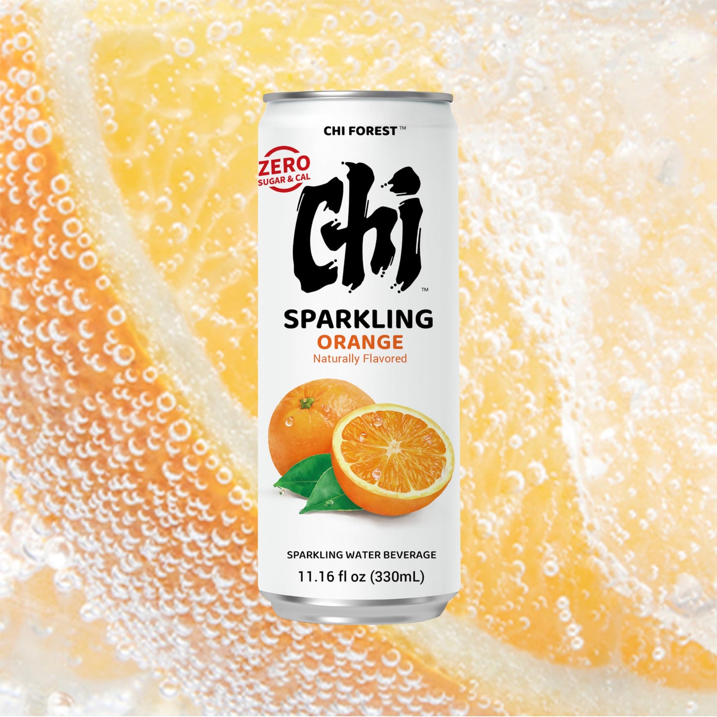 CHI FOREST Sparkling Water Beverage  Lychee & Orange drinks  Zero Sugar or Artificial Flavor  11.16 fl oz Cans (Pack of 12)