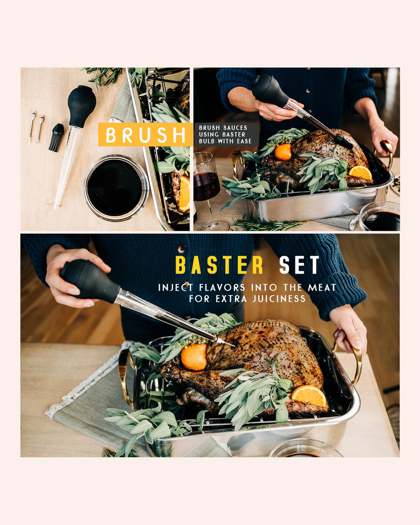 Two Oversized Heavy Duty Brining Bags, Along With Two Strong And Durable Meat Claws And A Turkey Baster Kit - Perfect For Large