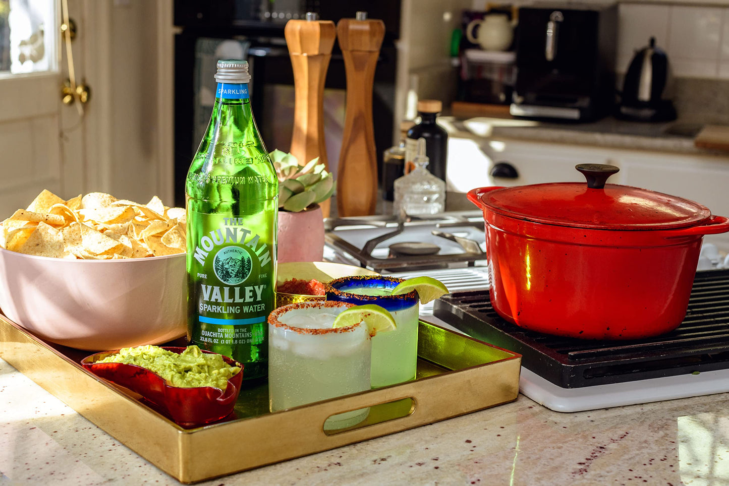 The Mountain Valley 1 Liter Sparkling Water In Glass Bottle 1 Liter (Pack Of 12)