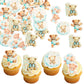 Gyufise 48Pcs Edible Cupcake Toppers, Wafer Paper, Jungle Animal Theme, 1.8x1.4 inches, Blue