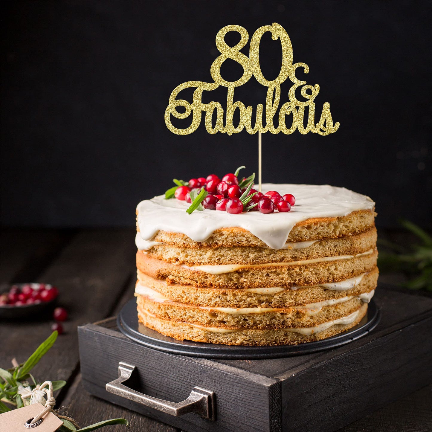 Gyufise 1Pcs 80 & Fabulous Cake Toppers 80 Birthday Anniversary Cake Toppers For 80 Birthday Anniversary Party Decorations Happy
