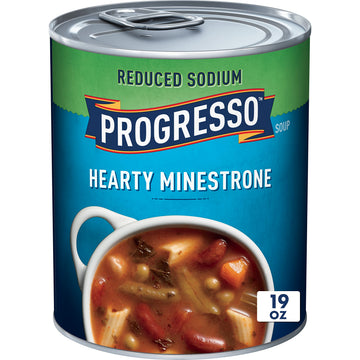 Progresso Reduced Sodium  Hearty Minestrone Soup Canned Soup  Gluten Free  19 Oz.