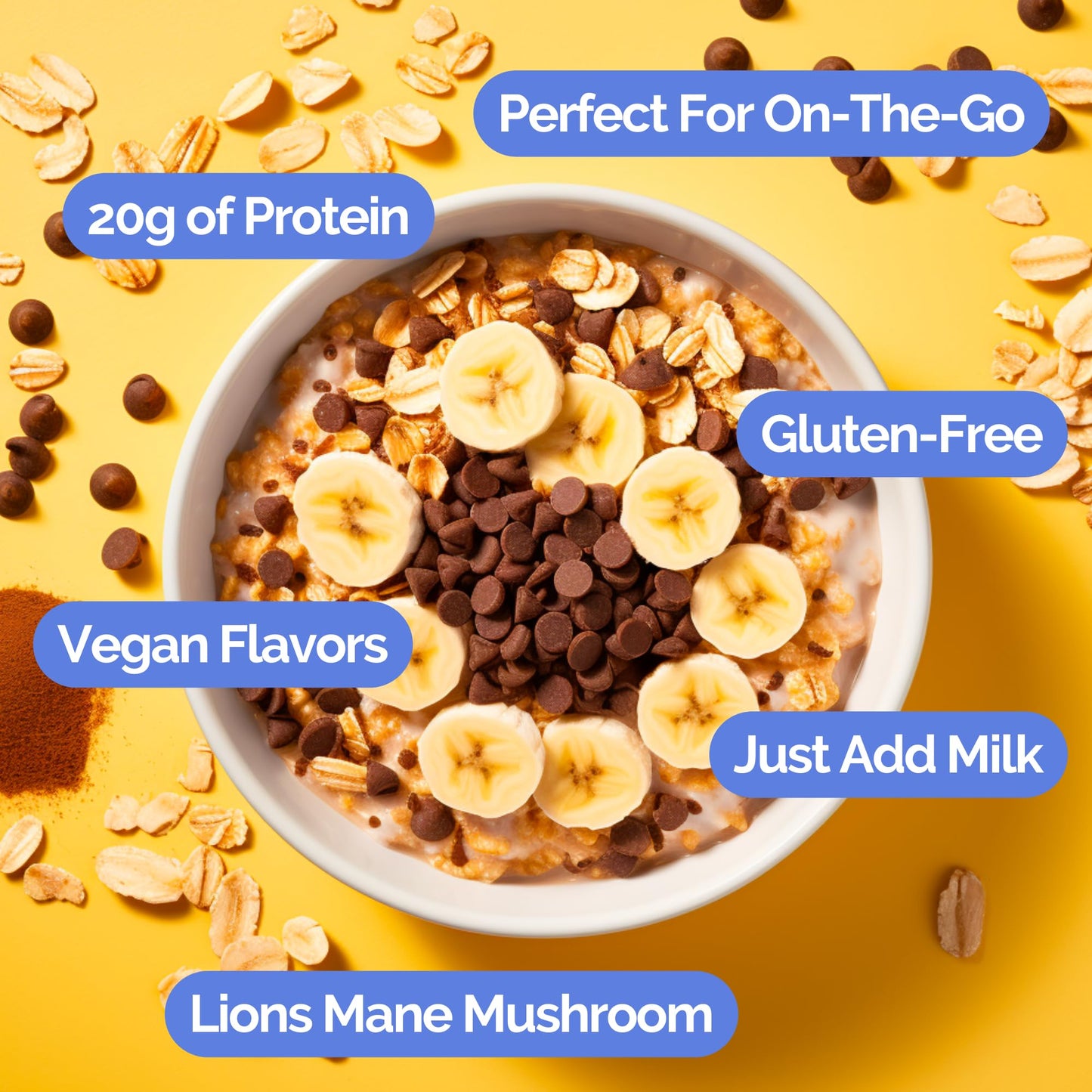 Ono Overnight Oats - Vegan Peanut Butter Banana Chocolate Protein Oatmeal (6 Pack)- 20G Protein Powder, High Fiber, Low Sugar, O