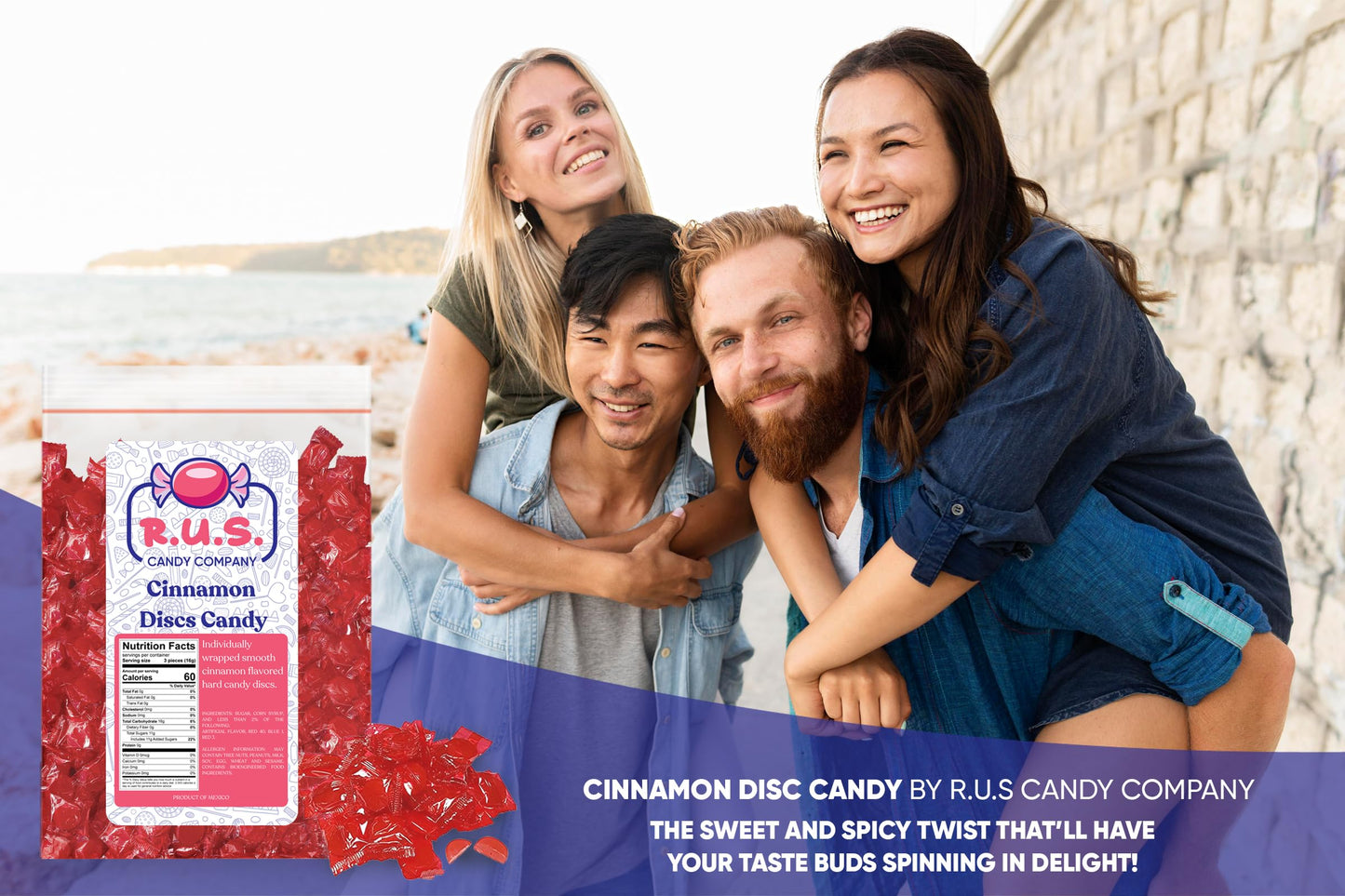 R.U.S. Candy Company Cinnamon Disc Candy - 3 Pound Bag - Spicy Hard Candy Perfect For Parties And Gift Giving (3 Pound, Cinnamon
