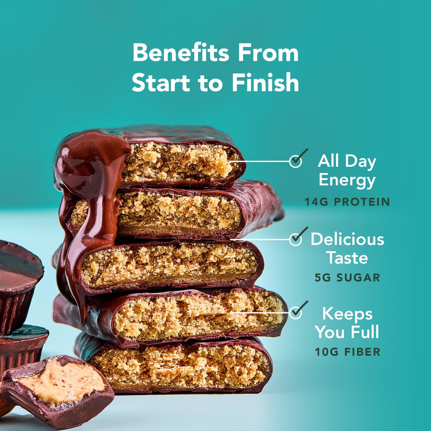 ALOHA Organic Plant Based Protein Bars - Almond Butter Cup - Vegan, Gluten-Free, Low Sugar - 12 Bars, 1.7 x 4.15 x 0.375 inches