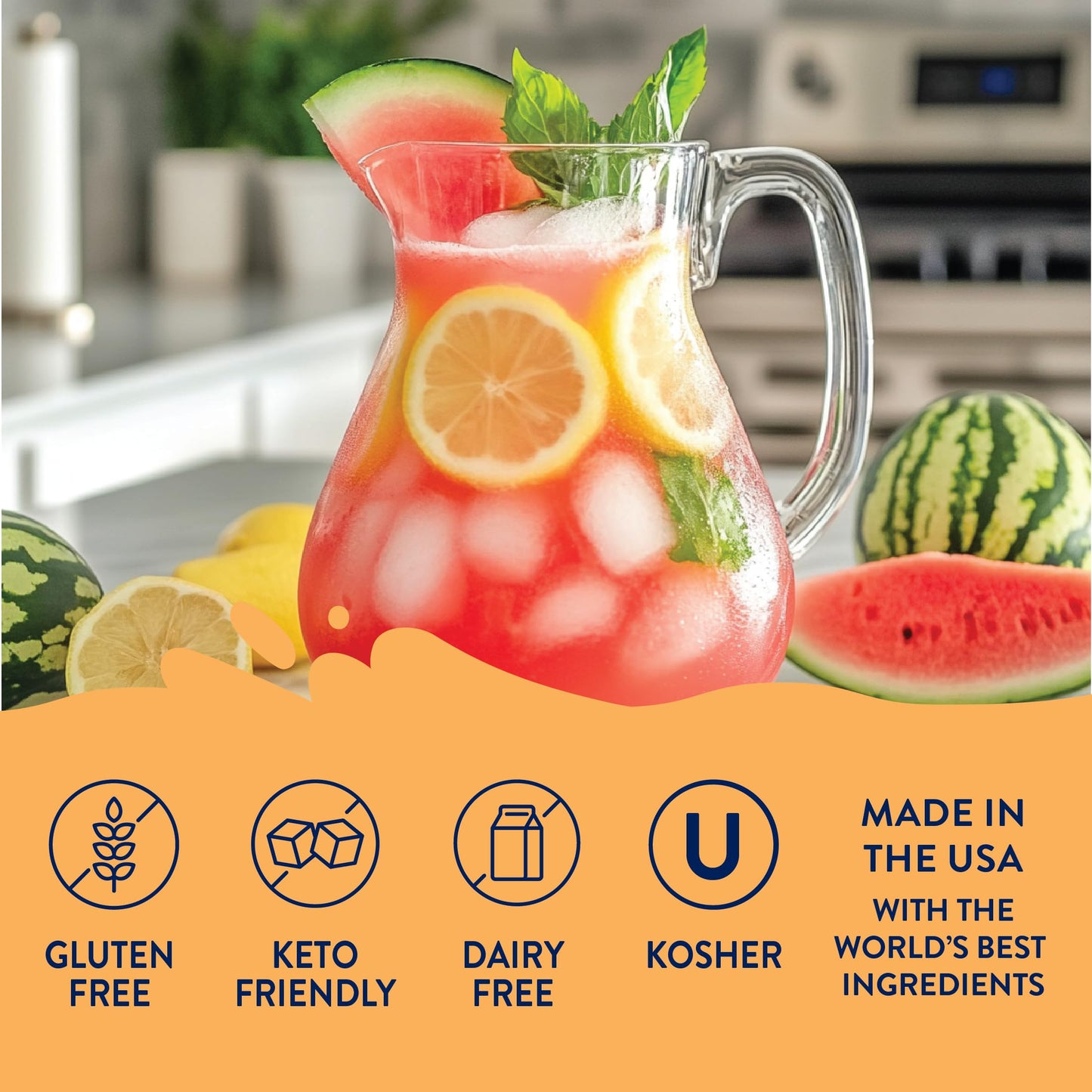 Jordans Skinny Mixes Sugar Free Syrup  Watermelon Lemonade Flavor  Fruit Flavored Water Enhancer  Drink Mix for Ice Tea  Lemonade & More  Zero Calorie Flavoring  Keto Friendly  25.4 Fl Oz  1 Pack