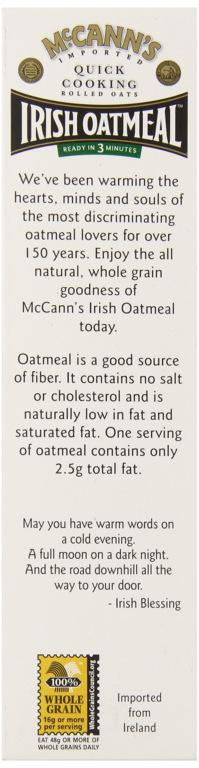 Mccann's Irish Oatmeal Quick Cooking Rolled Oats, 16 Ounce