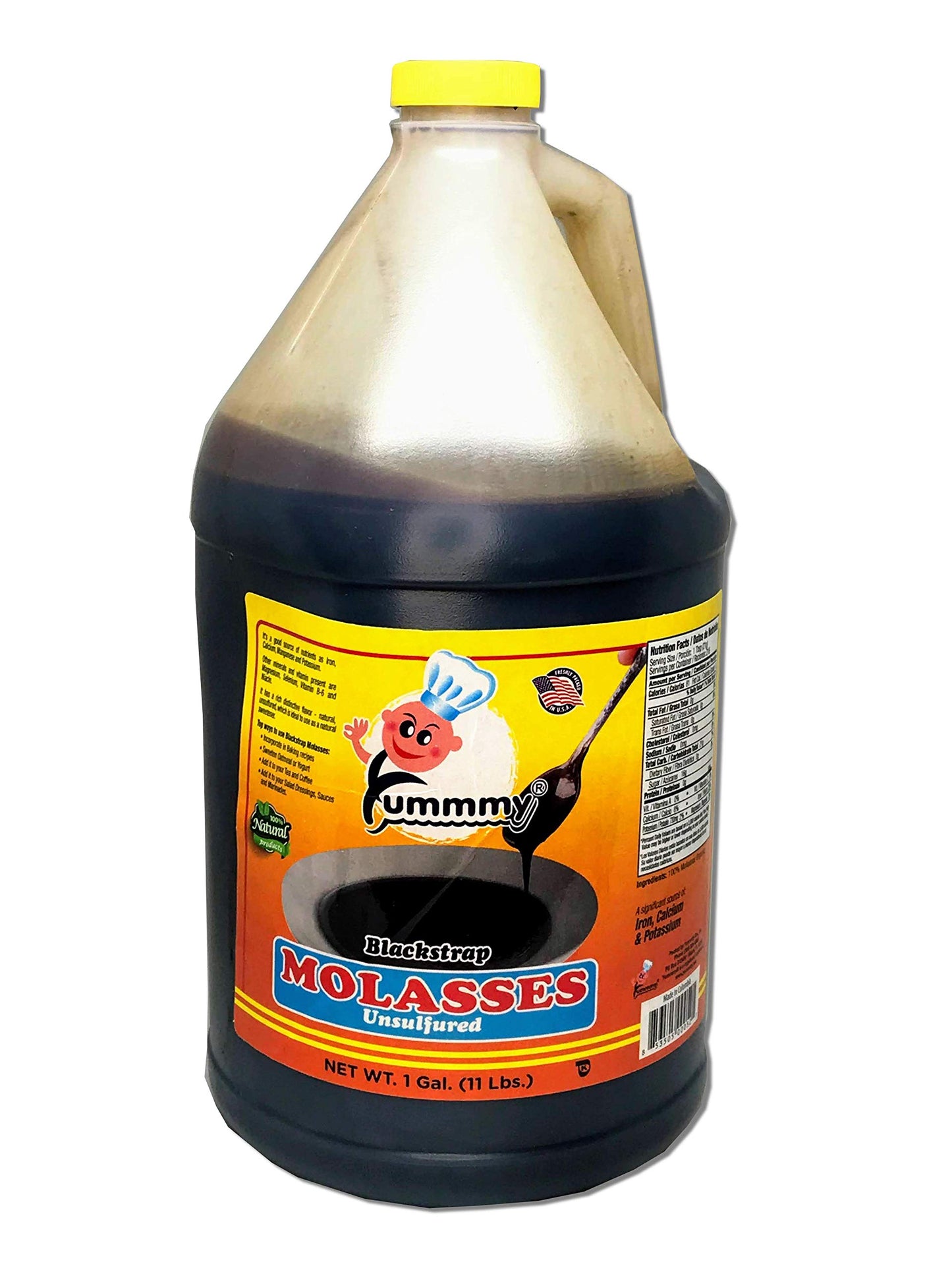 Yummmy Blackstrap Molasses - Melasa De Caña, 1 Gal (128 Fl Oz), Kosher Certified, Dark Color, Bpa Free Container, Unsulfured, All Natural
