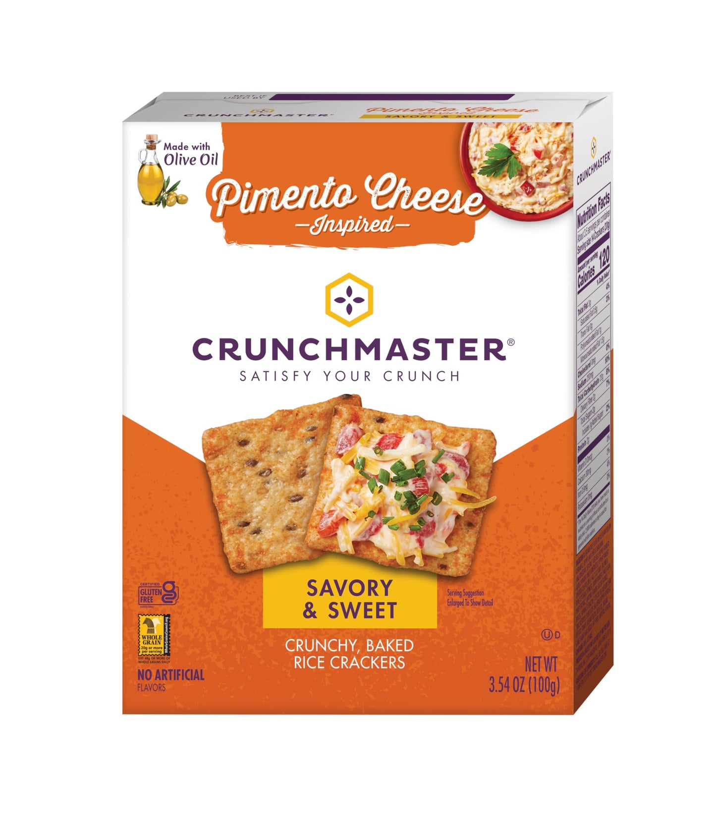 Crunchmaster Gluten-Free Multi-Grain Pimento Cheese Crackers, 3.54 oz. Bag in Box (Pack of 6)
