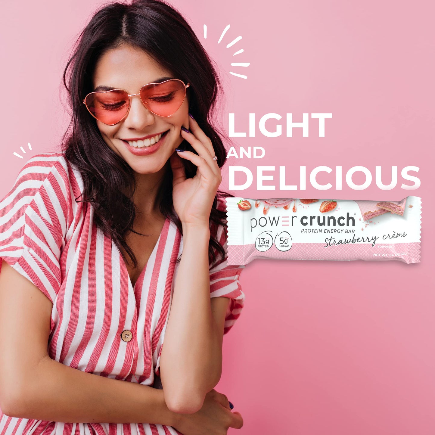 Power Crunch Protein Wafer Bars, High Protein Snacks With Delicious Taste, Strawberry Crme, 1.4 Ounce (12 Count)
