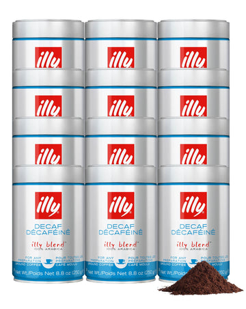 Illy Ground Espresso Coffee, Decaffeinated - Medium Roast - Mild & Balanced - 100% Arabica - Pre-Ground for Espresso - Pressuriz